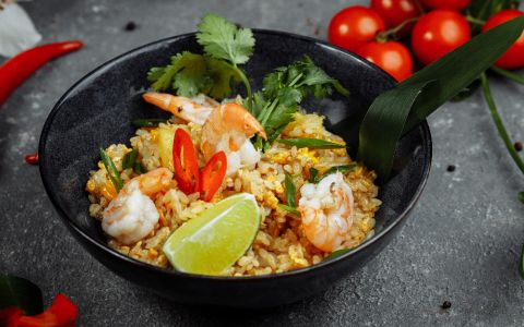 Тайський рис з креветками