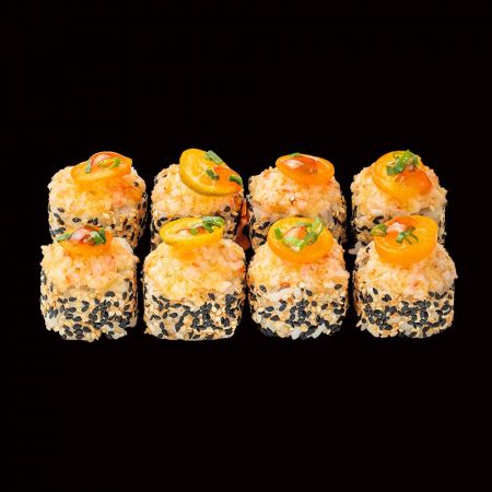 Запеченный ролл с манго и креветками (280г) Запеченный ролл с манго и креветками (280г)